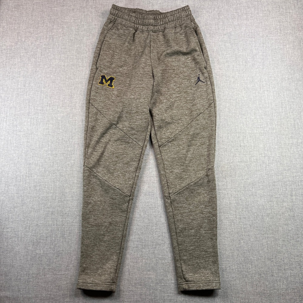 Jordan Michigan Wolverines Jogger Sweatpants Men Small Olive Gray Jumpman Sporty